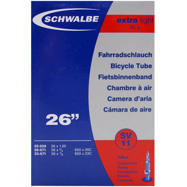 Schwalbe bnb SV11 Extra Light 26 x 3/4 - 1.00 fv 4 Zwart - Afbeelding 2