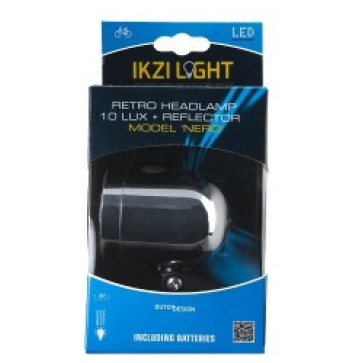 Ikzi Light koplamp Nero batterij 10 lux chroom Zwart