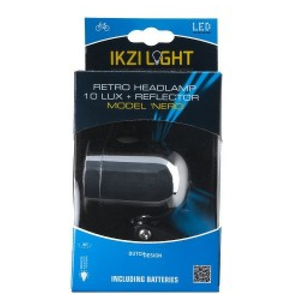 Ikzi Light koplamp Nero batterij 10 lux chroom Zwart