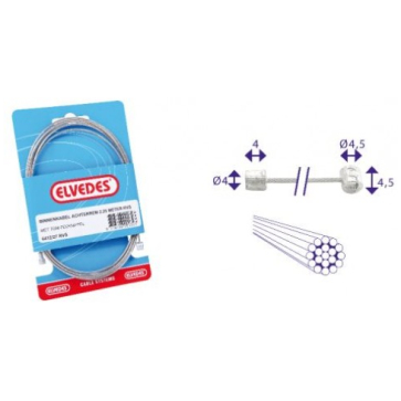 Elvedes schakel binnenkabel rvs 3m 2 nippels 4x4 e